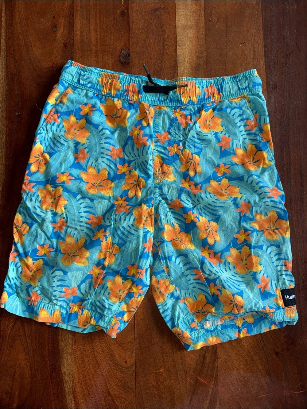 Hurley Kids‎ Blue Swim Trunks with Orange Floral Print